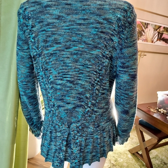 NIC & ZOE Cardigan in an earthy black, teal & green:  Size L - Picture 5 of 11